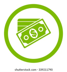 Money vector icon. Style is flat rounded symbol, eco green color, rounded angles, white background.