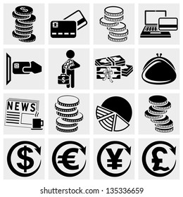 Money vector icons set.