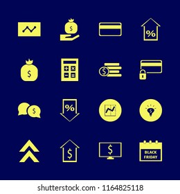 money vector icons set. with money bag hand, statistics, calculator and graph in set