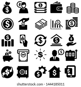 Money Vector Icons Set. Bank Card Illustration. Dollar Collection.
