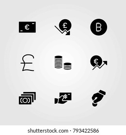 Money vector icons set. money, coin and coins