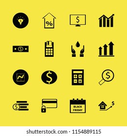 money vector icons set. with pos terminal, dollar coin, hands drop and graph in set