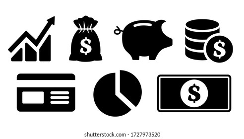 Money vector icons set. Money silhouette collection vector icon