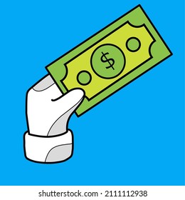 money vector illustration cartoon. hand held money. fit for business icons, web design and so on