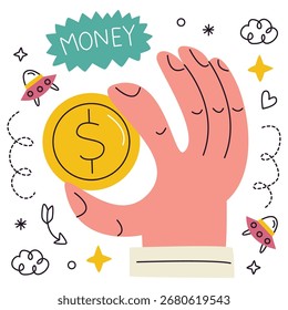 Ilustración vectorial de dinero. Diseño minimalista plano. Ilustración editable para el Web, móvil, impresión