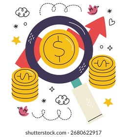 Ilustración vectorial de dinero. Diseño minimalista plano. Ilustración editable para el Web, móvil, impresión