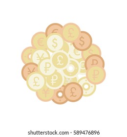 Money vector illustration. Flat style vector icon isolated on white background. Different currency.