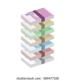 Money vector illustration. Flat style vector icon isolated on white background. Euro currency.