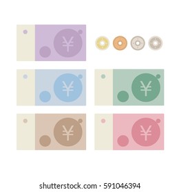 Money vector illustration. Flat style vector icon isolated on white background. Yan currency.