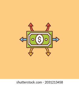 ilustración de money Vector en un fondo transparente. Símbolos de calidad premium. Icono de color plano de línea vectorial para el concepto y el diseño gráfico.
