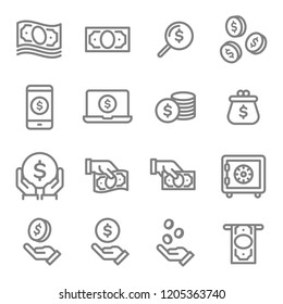 	
Money Vector Line Icon Set. Contains such Icons as Wallet, Safe, Internet Banking, Cash, Coin, Saving and more.