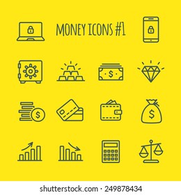 Money Vector Line Icons Set 1