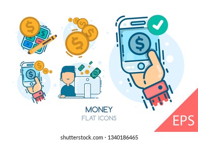 Money. Vector modern line design illustration icons