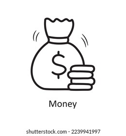 Ilustración de diseño de iconos de esquema del vector de dinero. Símbolo medieval sobre fondo blanco Archivo EPS 10