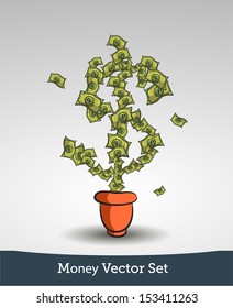 Money vector set with the sign of dollar