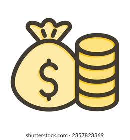 Money Vector Thick Line Filled Colors Icon For Personal And Commercial Use.
