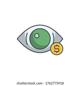 Símbolo de icono del vector del visor de dinero aislado en fondo blanco