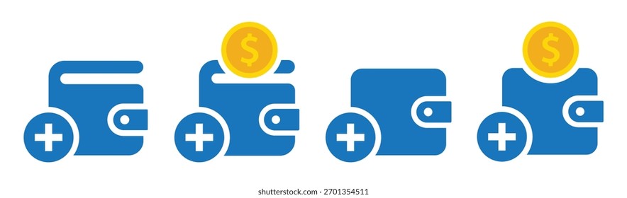 Monedero de dinero añadir icono, Ilustración vectorial