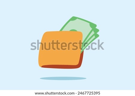 Money wallet with banknote, Online payment concept.
