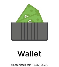Money wallet flat vector icon 