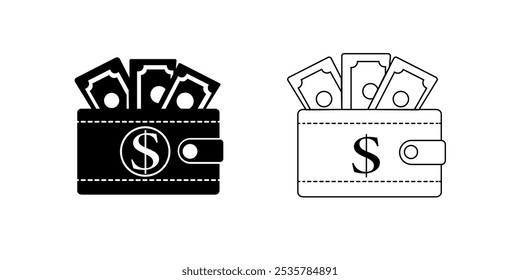 Money Wallet Icon Flat Graphic Design