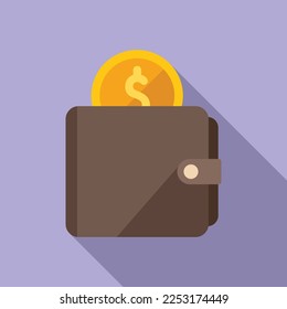 Money wallet icon flat vector. Charity donate. Giving heart