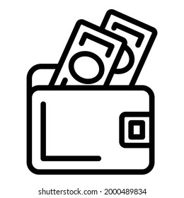 Money wallet icon. Outline Money wallet vector icon for web design isolated on white background