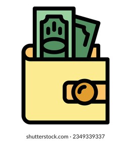 Money wallet icon outline vector. Bank transfer. Digital card color flat