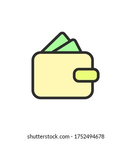 Money, wallet icon. Simple color with outline vector elements of shopping center icons for ui and ux, website or mobile application