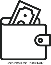 Geld in der Brieftasche Symbol Vektorbild. Kann auch für körperliche Fitness eingesetzt werden. Geeignet für mobile Apps, Web-Apps und Printmedien.