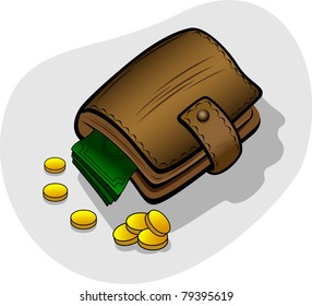 Money in a wallet, illustration