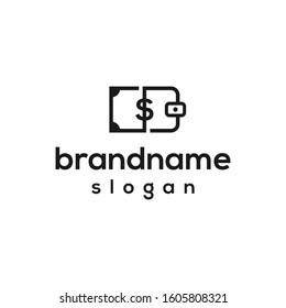 money and wallet logo design vector