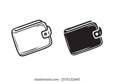 money wallet in outline and silhouette style