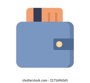 Money wallet or purse with credit card icon. Financial concept. Vector flat illustration 