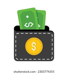 Gráfico de diseño de icono plano vector de cartera de dinero. Símbolo de comercio de compras y comercio electrónico sobre fondo blanco archivo EPS 10