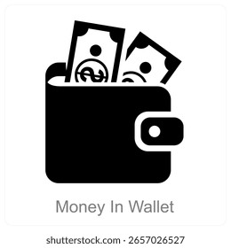 Dinero en diseño de concepto de icono de Vector de billetera