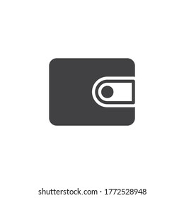 Icono vectorial de la cartera de dinero. signo plano relleno para concepto móvil y diseño web. Icono de purga de glifo. Símbolo, ilustración del logotipo. Gráficos vectoriales