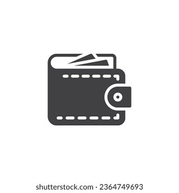 Money wallet vector icon. filled flat sign for mobile concept and web design. Leather wallet glyph icon. Cash symbol, logo illustration. Vector graphics