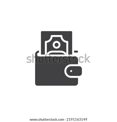Money wallet vector icon. filled flat sign for mobile concept and web design. Cash money glyph icon. Symbol, logo illustration. Vector graphics