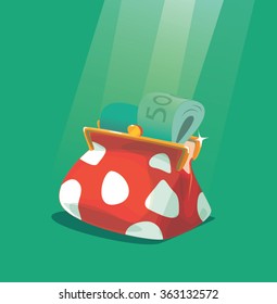 Money Wallet. Vector Illustration.