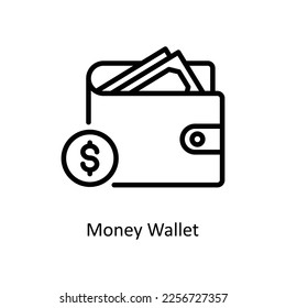 Money Wallet  Vector Outline icon for your digital or print projects. stock illustration