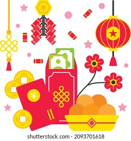 money warding off old age Concept, red envelope Vector Color Icon Design, Traditional Chinese Culture Symbol, Year of the Tiger 2022 Sign, China Travel Guide Stock Illustration, symbolizes good luck