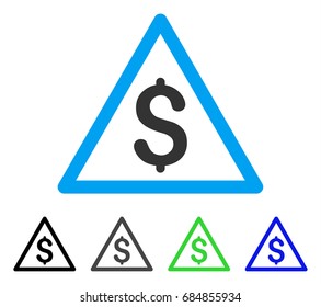 Money Warning flat vector icon. Colored money warning gray, black, blue, green icon variants. Flat icon style for web design.