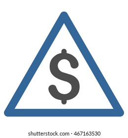 Money Warning icon. Vector style is bicolor flat iconic symbol with rounded angles, cobalt and gray colors, white background.