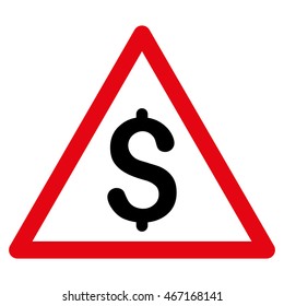 Money Warning icon. Vector style is bicolor flat iconic symbol with rounded angles, intensive red and black colors, white background.