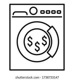 Money wash machine icon. Outline money wash machine vector icon for web design isolated on white background