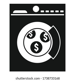 Icono de lavadora de dinero. Ilustración simple del icono vectorial de la lavadora de dinero para el diseño web aislado en fondo blanco