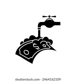 Money washing black hand drawn icon