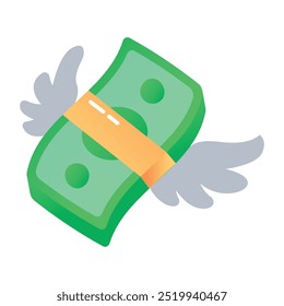 Icono de desperdicio de dinero diseñado en estilo plano 