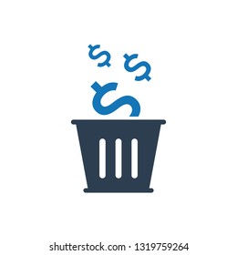 Money Waste Trash Icon
